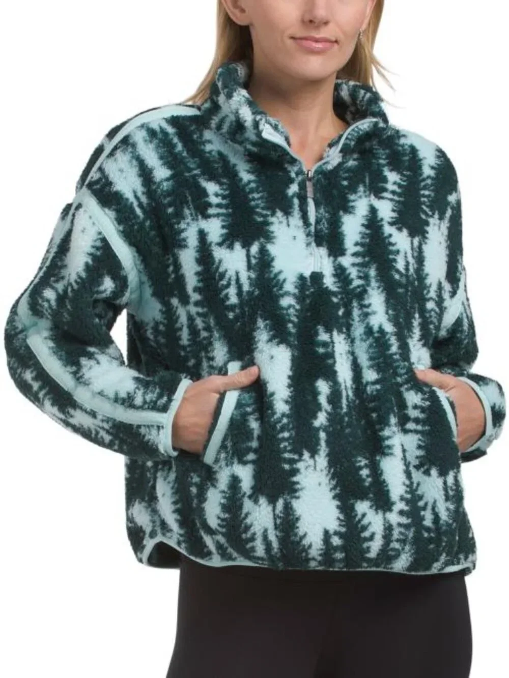 EDDIE BAUER Cedar Ridge Quarter Zip Printed Sherpa Jacket